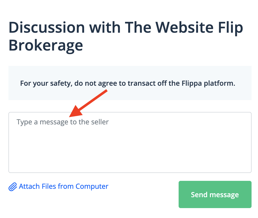 flippa review screenshot direct message