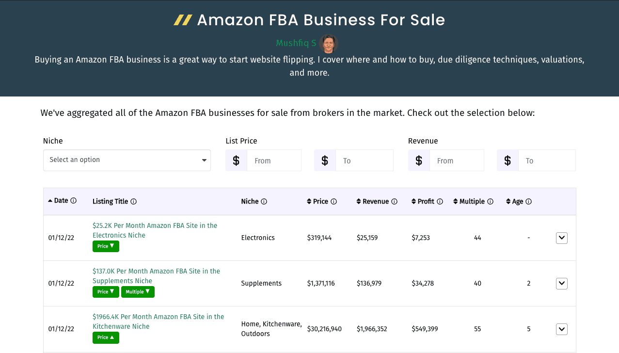 buying an amazon fba business