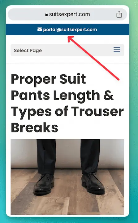 suits expert mobile landing page